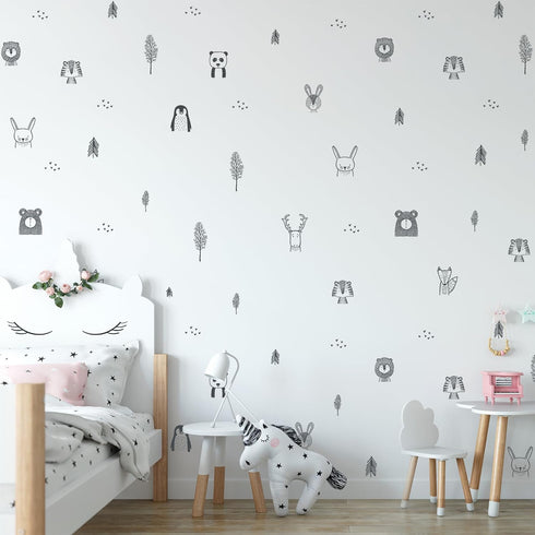 Stylish Animal Wall Stickers - Nursery, Toddler, Kids Jungle Designs, Easy to Apply Baby Wall Stickers