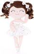 Gloveleya Baby Dolls Soft Snuggly Curly Hair Ballerina Doll, Plush Ballet Doll with Lace Mesh Dress, White 14 inches