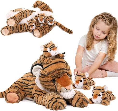 MaoGoLan 20" Tiger Stuffed Animals Set - Giant Stuffed Mommy Tiger with