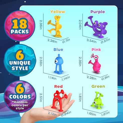 Suction Toy Toddler Bath Toys: 18PCS Sensory Fidget Toys for Kids, Baby Window Building Toys, No Hole Bath Toy Suction Toy for Boys Girls Travel Toy Gift, Suitable for Classroom Prizes, Party Favors