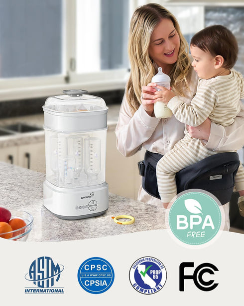 GROWNSY Bottle Sterilizer and Dryer, Compact Electric Steam Baby Bottle Sterilizer (Esterilizador de Biberones), Bottle