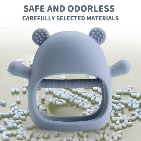 Silicone Baby Teether 6-12 Months Easy to Hold Teething Rings for Babies 0-6 Months Teething Relief (Dusty Blue)