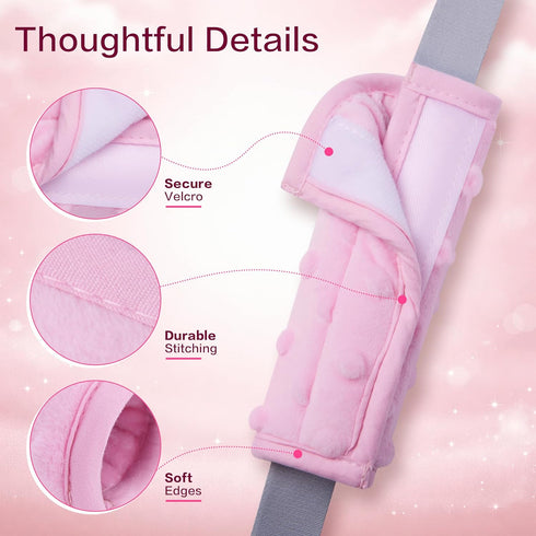 Pro Goleem Car Seat Strap Covers for Babies Girl Soft Car Seat Strap Shoulder Pads for All Car Seats, Stroller