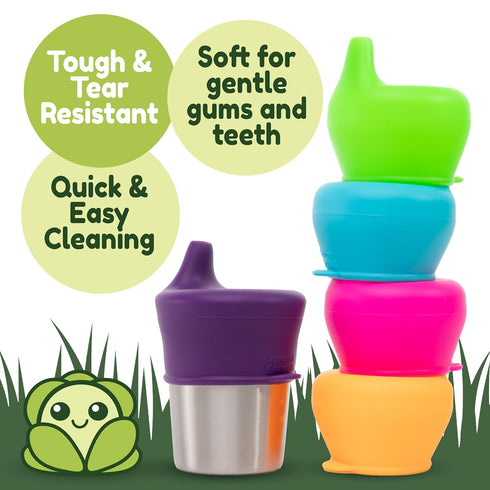 Healthy Sprouts 5 Pack Silicone Sippy Cup Lids - Spill Proof, Fits Any Cup, BPA-Free, Durable & Soft for Babies