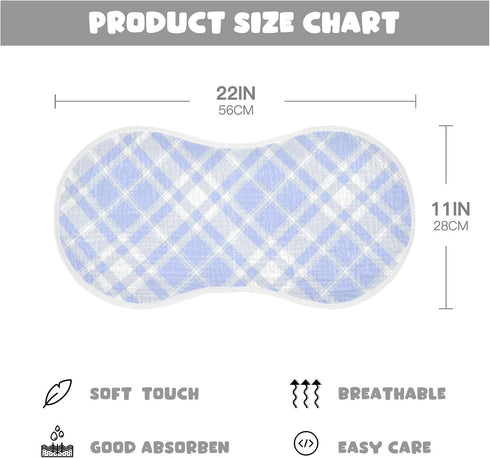 decor gift 4 Pack 22x11in Cotton Muslin Burp Cloths Easy Care Blue Checkerboard Baby Rags for Newborns boy and Girl