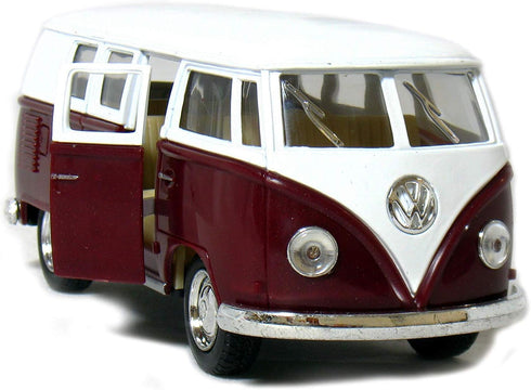 KiNSMART 1962 Volkswagen Classic Bus 1:32 Scale 5" Die Cast Metal Model Toy Car Maroon
