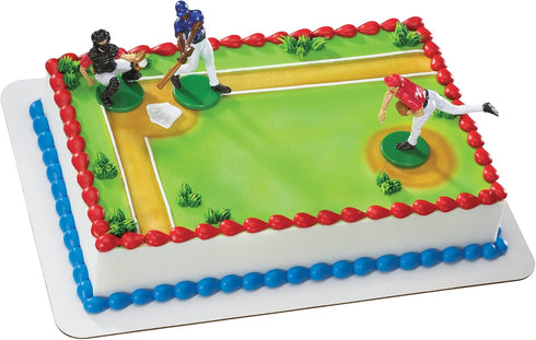 DecoSet Batter Up 3 Piece Decorations Set, Cake and Cupcake Toppers for