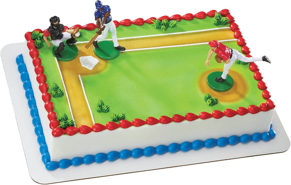 DecoSet Batter Up 3 Piece Decorations Set, Cake and Cupcake Toppers for