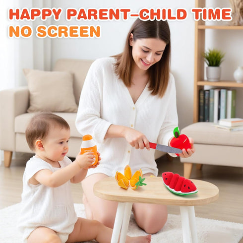 6-12-36 1-3, 1 Jollybaby Soft Picnic Basket Cutting Play Food Toys for Baby Months, Montessori Sensory Felt Fake Food