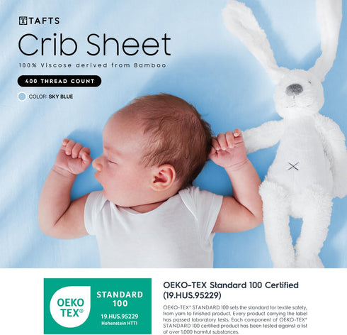 Tafts Crib Sheets, 100% Viscose Bamboo Fitted, 8 Inch Deep Pocket, Standard Crib & Toddler Mattress, Cooling, Soft, 360