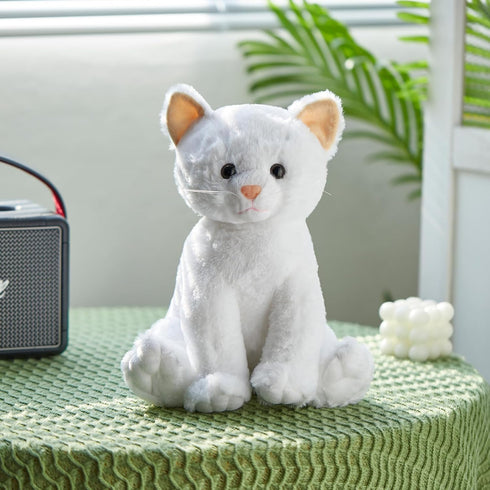 12'' Houwsbaby White Musical Light Up Cat Stuffed Animal Kitty Plush Toy Singing LED Glowing Cat Plush Toy Christmas