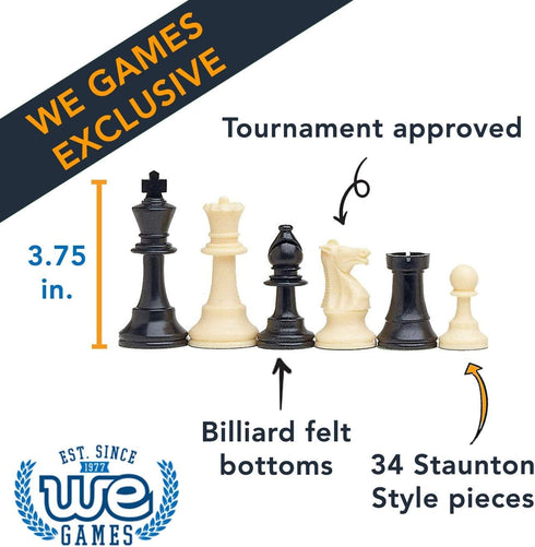 WE Games Complete Tournament Chess Set with Plastic Pieces, Green Roll-up Board & Travel Bag