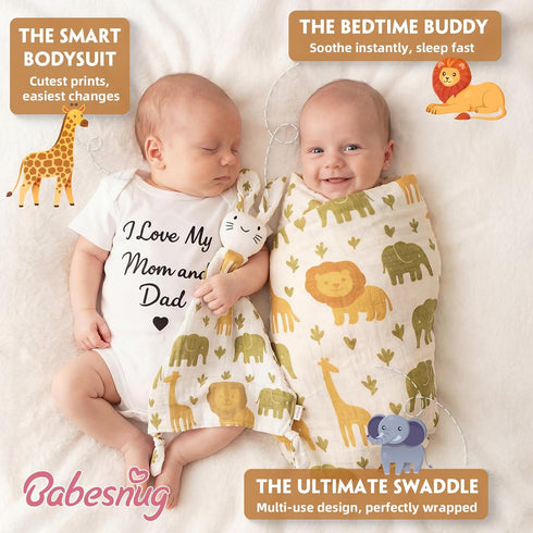 Babesnug Set 2 Baby Shower Gifts for New Parents with Suitcase Gift Box, New Mom and Dad Gifts & Baby Essentials