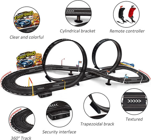 Kids Toy Electric Powered Slot Car Race Track Set, Best Gifts for Boys and Girls Ages 6 7 8-12