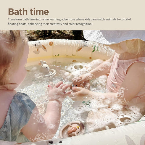 18M+Baby Set 6 Nueplay Bathtub Toys for Toddlers Bath Toys with Animal Finger PuppetsStackable Boat TrainGift for Baby