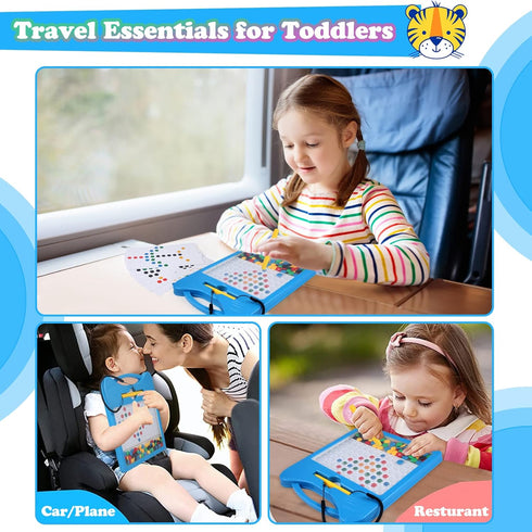 Magnetic Drawing Board for Kids - Toddler Magnet Doodle Board with Beads and 2 Pens, Airplane Car Travel Activities