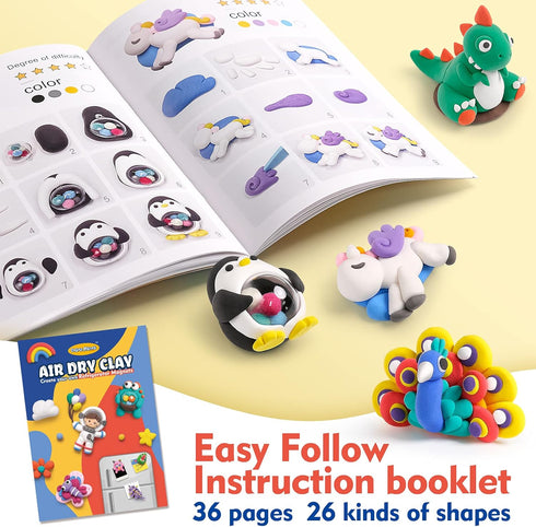 Air Dry Clay Kit for Kids, Create Refrigerator Magnets with Modeling Clay, Art Activity Set, Craft Project Gifts