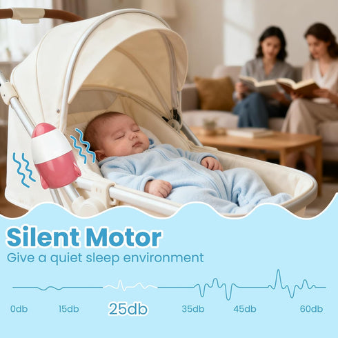 TUWEIPAIKE 5-Speed 40-Minute Rechargeable Portable Baby Stroller Rocker, Hands-Free Vibrating Soother with Adjustment