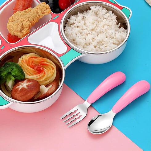 VANRA 2 Pieces Toddler Fork and Spoon Set with Travel Case, 18/8 Stainless Steel Kids Silverware for School Lunch Box