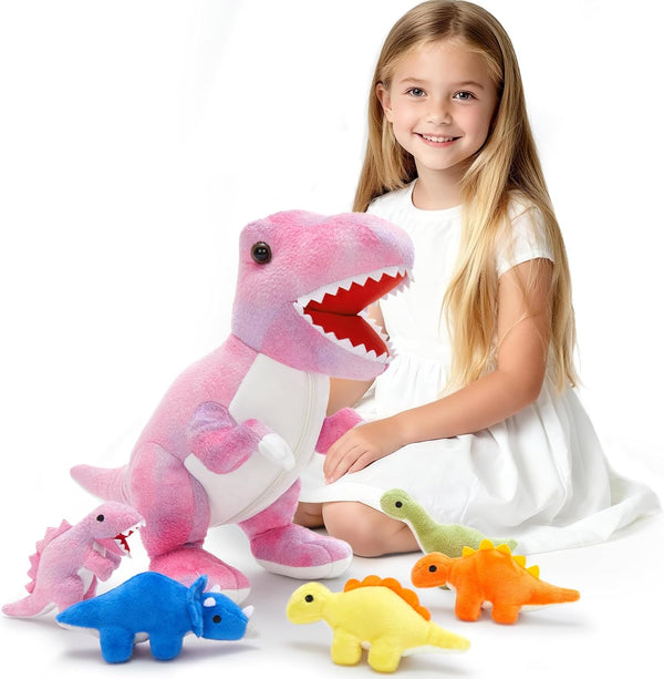 Muiteiur Pink Dinosaur Stuffed Animals, Soft 19.6 inch Dinosaur Stuffed with 5