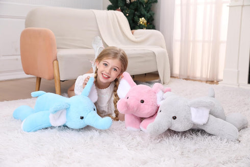 5 lbs 27" Pink Weighted Elephant Stuffed Animal, Giant Plush Pillow Huggable Plushie for Kids and Adults
