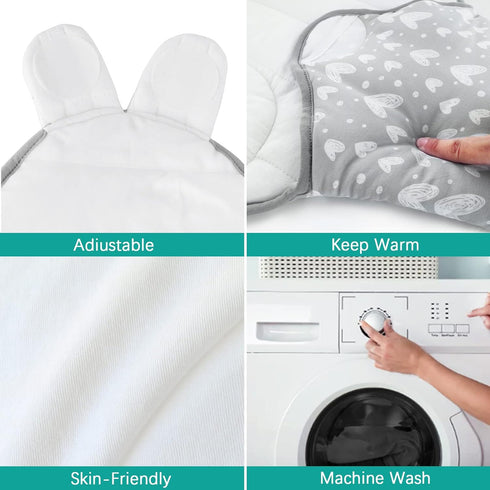 Biloban Baby Swaddles 0-3 Months for Boy Girls, Warm Quilted Baby Swaddle, Newborn Swaddle, Adjustable Swaddle Blanket, Lovely Grey Hearts, 1 Pack by Biloban