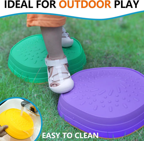 6 Pcs Stepping Stones for Kids - Toddler Sensory Balance Stones for Indoor & Outdoor Obstacle Course, Ages 3-8+