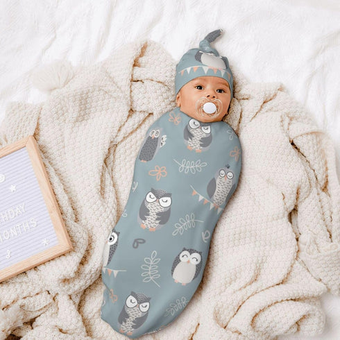 Swaddle Blanket for Baby - Swaddling Sleeping Sacks, Unisex Baby Stuff with Hat, Owl