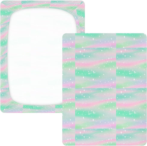 miaozhen 1 Pack 52x28 Cotton Baby Crib Sheets Soft Stretchy Childish Star Green Peach Gradient Toddler Mattress Sheet