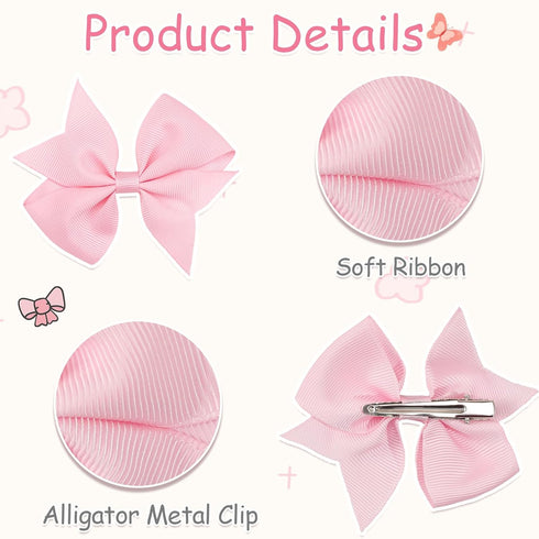 CÉLLOT 40pcs 3.5 inch Grosgrain Ribbon Hair Bows for Girls, Alligator Clips, Toddler Accessories