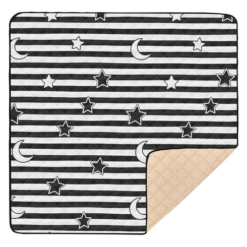 EtherSpher Black White Stripes Stars Moon Soft Padded Baby Gym Play mat for