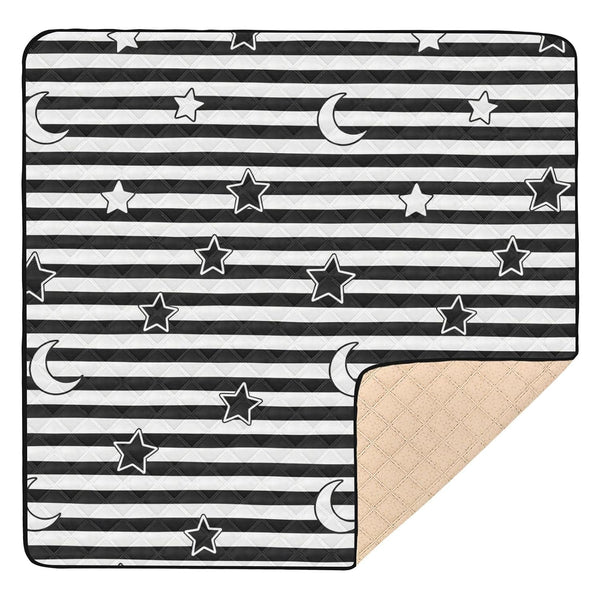 EtherSpher Black White Stripes Stars Moon Soft Padded Baby Gym Play mat for