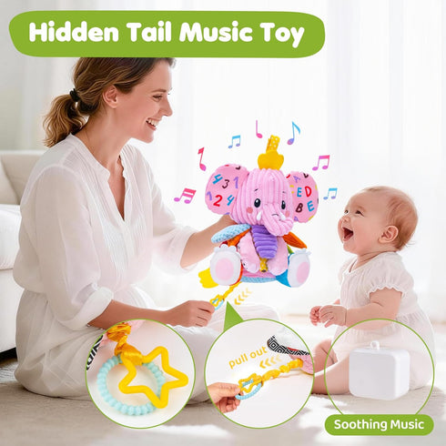 JoySpark Toys 0-6 6-12 3 4 5 6 7 8 9+ Tummy Baby Girl Toys Months, Sensory Musical Toddler Toy for Months, Pink