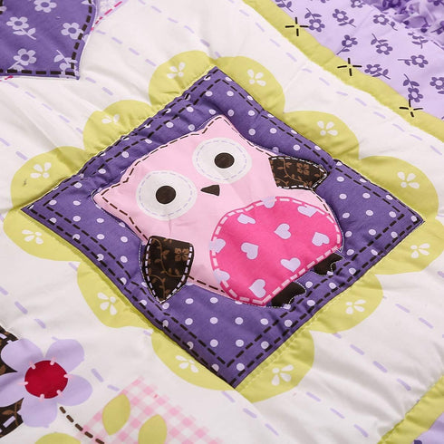 CribMATE 1 Nursery Crib Quilted Comforter PC Baby Girl Baby Boy Crib Quilt/Comforter Baby Gift Idea (Purple Elephant)