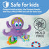 3 18+ Nuby Floating Octopus with Hoopla Rings - Baby & Toddler Bath Toy - No Hole Design Keeps Moisture Out - Fine