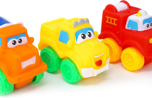 Big Mo's Toys Baby Cars - Soft Rubber Toy Car Set Small Vehicles for Babies and Toddlers - 12 Pieces