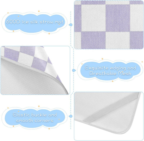SyXIOP 28" 52" Purple and White American Plaid Cooling Baby Waterproof Crib Mattress Cover x Ultra Soft Training Pads