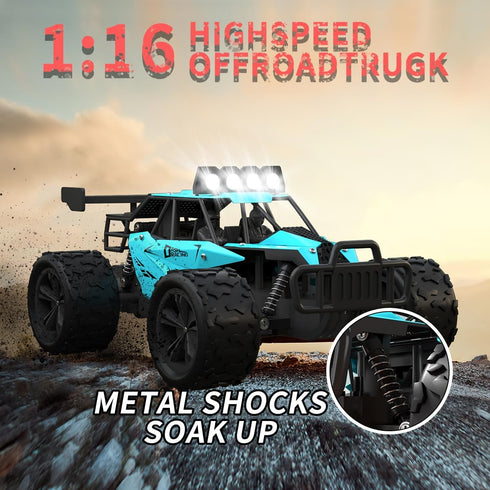Great-JUNAMT 1:16 2.4GHz 20 4-7 8-12 6-12+ Remote Control Car Monster Truck Toys Scale RC Car For Boys High Speed km/h