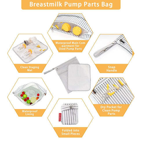 Insulated Breastmilk Cooler Bag for Pump Parts - Waterproof Design