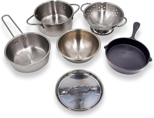 POPOHVER Set 12 Set 3+ Deluxe Pots & Pans - Piece Stainless Steel Play Kitchen - Realistic Looking Cookware