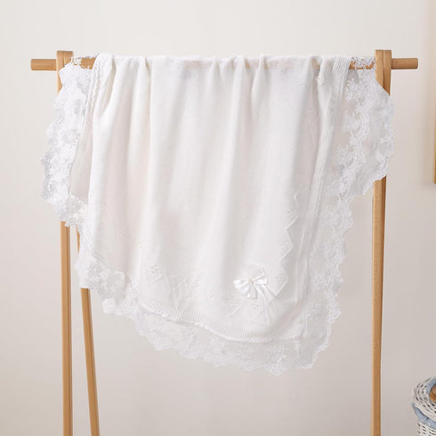 37x42 Booulfi Baby Blanket for Girls Boys Swaddles for Newborns Receiving Blankets Neutral Baptism Christening Knit