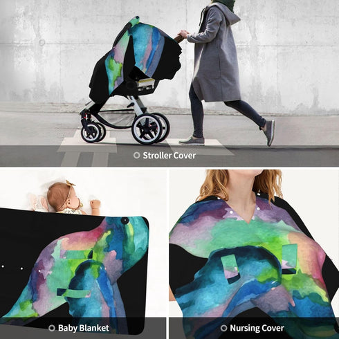 Zhbvncp Hummingbird Watercolor Baby Car Seat Cover & Breastfeeding Nursing Cover - Breathable Stretch Fabric Multi-Use