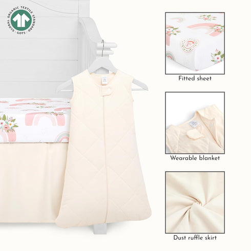 3 Set, Set, Evolur Rainboho Piece Crib Bedding Machine Washable, Soft and Breathable Toddler Bedding Includes Fitted