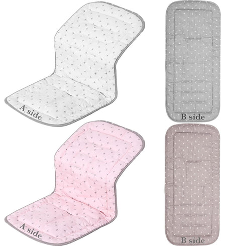 2 Pcs Baby Stroller Seat Liner Accessories, Reversible Cotton Cushion for Newborn Car Seat, Breathable Stroller Mat