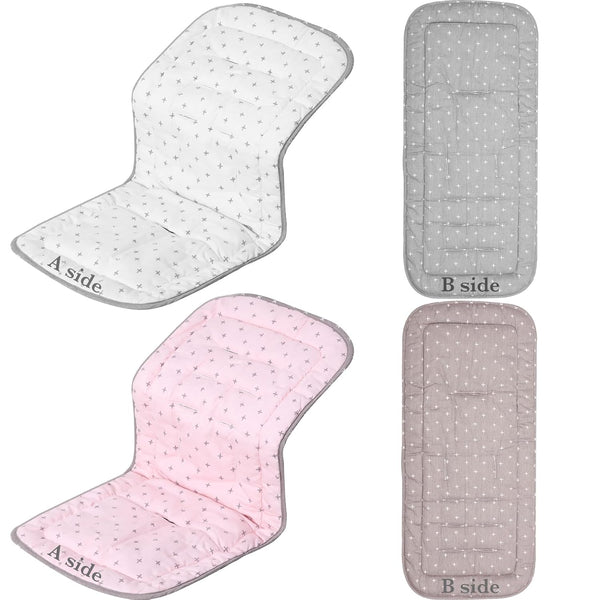 2 Pcs Baby Stroller Seat Liner Accessories, Reversible Cotton Cushion for Newborn Car Seat, Breathable Stroller Mat