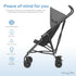 3-Point Dream On Me Aero Travel Umbrella Stroller, One-Hand Quick Fold, Safety Harness, Dual Brakes, Adjustable
