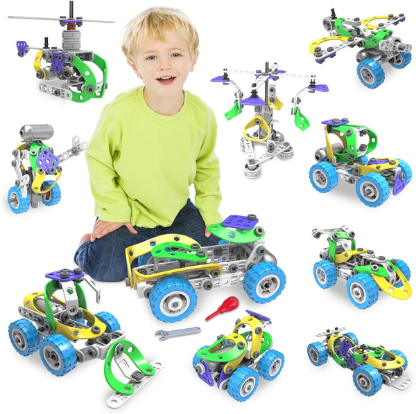 107Pcs Motorized Erector Sets for Kids Ages 4-8 - STEM Building Toys for Boys and Girls, Educational Gift