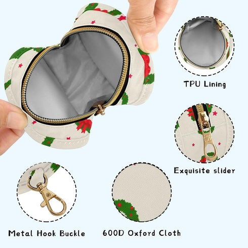 Christmas Decoration Round Pacifier Storage Case with Zipper, Portable Pacifier Case for Travel, Diaper Bag & Purse
