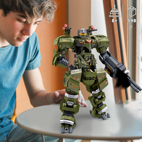 Set 598 BDXEJV Mech Robot Transforming Building Blocks for Adults, Green City Protector Mecha Model Action Figures