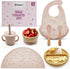 TEAMKO Silicone Baby Feeding Set: Bamboo Baby Plate and Bowl, Bib, Utensils,